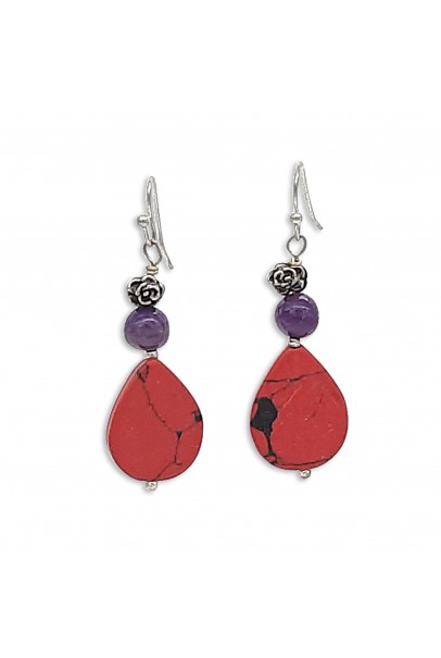 Red Recion Purple Quartz Earrings